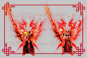 手游套装素材 红色套装 武器 衣服 首饰无内观动态特效
